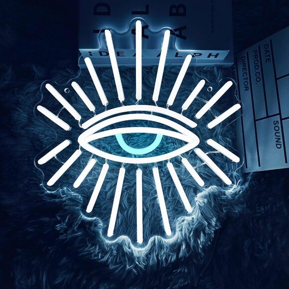 Blue White Evil Eye Greek Spiritual Neon Light LED Cute Wall Decor Dorm Bedroom